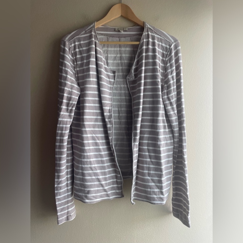 Anthropologie Bordeaux Women Stripe Cardigan Shirt Sweater Size S/P